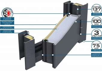 Дорстон ЭкоТерм Букле черный Цемент светлый фото